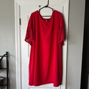 Knee Length Red Swing Dress